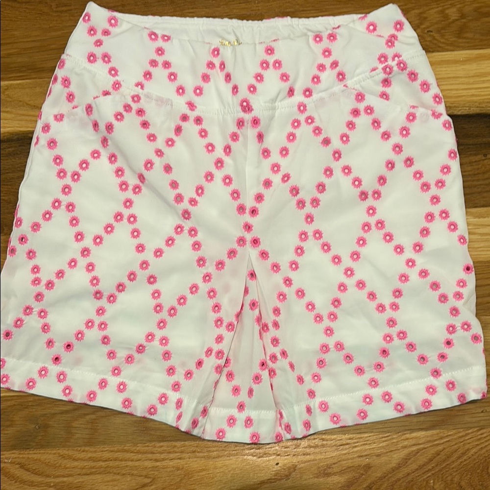 Lilly Pulitzer White and Pink Mini Skirt